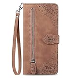 NEXCURIO Handyhülle für Huawei P30 Lite / P30 Lite New Edition Hülle Klappbar mit Kartenfäch Ständer Klapphülle Schutzhülle Leder Wallet Flip Case Cover Tasche Handytasche Stoßfeste - Braun