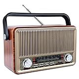 Sentasi Retro Bluetooth 5.0 Radio - Nostalgie AM SW FM Vintage Gerät Mit 1200mAh Wiederaufladbarer Batterie, USB/TF Unterstützung - Für Küche, Büro Und Zuhause