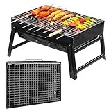 Holzkohlegrill, BBQ Barbecue Grill Portable, Tragbarer Faltbarer Campinggrill Picknickgrill, Abnehmbare BBQ Grills für den Schreibtisch, Tischplatte, Outdoor, Picknick, Garten, Terrasse, Camping, Reis