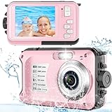 Unterwasserkamera wasserdichte Kamera 10FT 1080P Full HD 30MP Unterwasserkamera Kinder mit 32GB Karte 16X Digitalzoom Anti Shake Digitalkamera (Rosa)