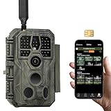 GardePro X50 4G LTE Wildkamera mit SIM-Karte und App, 32MP 1296P H.265 Video, No Glow Nachtsicht Bewegungsmelder, 4G Jagdkamera Wildtierkamera Handyübertragung, IP66 Fotofalle