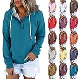 Generisch Hoodie Damen Kapuzenpullover Oversize Casual Pullover Sweatshirt Langarm Baumwolle Pulli Herbst Winter Hoody mit Tasche Sweatjacke FüR Damen Kälte Wüste
