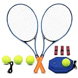 ZHUOKECE Tennisschläger für Erwachsene, 2 Spieler Erwachsene Freizeit Tennisschläger Set für Anfänger und Profi mit 4 Tennisbällen, 3 Overgrips, 1 Tennistasche (Dunkelblau)