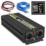 NOVOPAL 3000W KFZ Reiner Sinus Spannungswandler - Auto Wechselrichter 12v auf 230v Umwandler - Inverter Konverter mit 2 EU Steckdose und USB-Port - inkl. 5 Meter Fernsteuerung