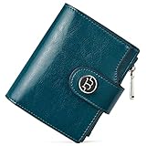 BOSTANTEN Geldbörse Damen Klein, Portemonnaie Damen Geldbeutel Frauen Kunstleder RFID-Schutz Slim Wallet mit Münzfach(Pfauenblau)