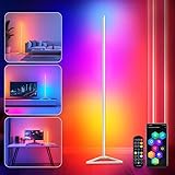 LED Stehlampe,RGBIC Stehlampe Wohnzimmer Dimmbar,140cm Abnehmbar Stehlampe Schwarz,Standleuchte LED mit App,16 Millionen Farben Standleuchte,300 Szenenmodi,Musikmodus & Timing-Funktion Deko Wohnzimmer