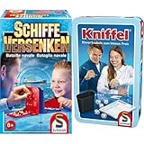 Schmidt Spiele 49092 Schiffe versenken, Reise-und Familienspiel, bunt & 51203 Kniffel, Bring Mich mit Spiel in der Metalldose, bunt