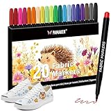 Pamaker 20 Textilstifte – Waschmaschinenfest und Permanent für T-Shirts, Stofftaschen, Schuhe und mehr – Ungiftig, ideal für Kinder und Erwachsene