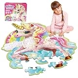 Einhorn Bodenpuzzles Geschenke für Mädchen ab 3-8 Jahre, Einhorn Spielzeug Großes Puzzle, Bodenpuzzle Glitzernd Pink 45-Teiliges Puzzle Mädchen Geschenke