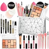 Make Up Set, JUYRLE 18 Stück All In One Makeup Schminke Set, Tragbar Kosmetik Geschenkset Für Damen Mädchen mit Lidschatten Concealer Palette, Lipgloss, Pinsel, Eyeliner, Mascara für Reise