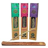 3er-Pack Ullas Bio-Naturweihrauch + Aromasenses-Räuchergefäß als Geschenk (Lavendel - Rosmarin - Jasmin)