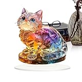 brooksnaji Acryl Desktop Deko Schild für Kätzchen, Acryl-Tischornamente für Kätzchen, Schreibtischdekoration in Form Einer Katze, 2D Dekoschild, Tischdekoration