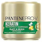 Pantene Pro-V Glatt & Seidig Keratin Reconstruct Haarmaske Für Widerspenstiges Haar, Haarpflege Glanz, Anti-Frizz, Anti Frizz, Haarkur, Haarmaske, Haare Kur, Haar Mask, Beauty, Gold, 300ml