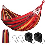 NXPZ Outdoor Camping Hängematte, doppelte Hängematte 200x150cm, Tragkraft 250kg, mit Tragetasche, Nylonbändern und Karabinern, für Camping, Garten, Strand, Innenbereich, Balkon, Reisen
