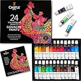 Castle Art Supplies Gouache-Farben-Set | 24x12ml brillante, gedeckte Farben auf Wasserbasis | Vielseitig, praktisch für erfahrene Künstler, Anfänger, Profis | Stabile, übersichtliche Präsentationsbox