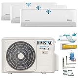 A++/A++/A++ Twin-Rotary Trio Split SelfClean WiFi Golden-Fin 3x 2,6kW MultiSplit Klimaanlage Klimagerät 3 Innengeräte mit Heizung