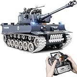 Supdex 1:18 RC Panzer, 2.4GHz Legierungsmetall Deutscher Tiger I, Ferngesteuert Panzer Armee Modell Spielzeug Mit Airsoft BB Kugeln, Spielzeug mit Licht und Sound, Erwachsene und Kinder