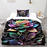 SHOVERKD Farbe Blumen Bettwäsche-Set 3D Gedruckt Wild Pflanzen Microfaser Single（135x200cm）,Mikrofaser Polyester Mit Reißverschluss 2 Teilig Für Jungen Erwachsene Schlafzimmer
