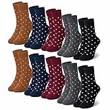 Falechay 10 Paar Socken Damen Damensocken Mehrfarbig Mit Streifen Punkte Socken Baumwollsocken Sportsocken Bunte Socken Damen Fünf-Farben,39-42