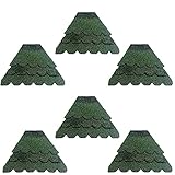 DARLUX Dachschindel Set für sechseckige Vogelhäuser, Insektenhotel, Hundehütte, Vogelvilla, Biberschwanz 2 verschiedene Größen in Blau, Schwarz, Rot und Grün (Größe XL Grün)