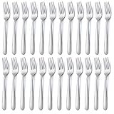 BEWOS Edelstahl Gabel Set 24 Stück, 8,1'(20,7cm) Tafelgabeln, Spiegelpoliert, Spülmaschinenfest, Geeignet für Haushalte, Restaurants, Kantinen