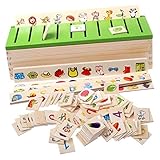 POFET Montessori Sortieren Kleinkinder Kindererziehung 1 Sortierbox, 8 Sortierstreifen, 80 Mini-Sortierkarten