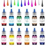 Lebensmittelfarbe Flüssig 12 Farben Hochkonzentriert Food Coloring Lebensmittelfarbe Set für Backen, Kuchen, Macaron, Kekse, Kuchen Dekoration, Dessert