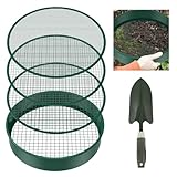 Generisch Gartensieb Rund 30 cm Metall Kompostsieb mit 4 Auswechselbaren Sieben Maschendurchmesser 3 6 9 12mm Gartensieb Durchwurfsieb für Erde Steine Kompost Sand