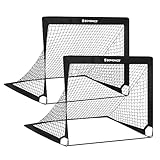 SONGMICS Fußballtore für Kinder, 2er Set, Pop-up, schneller Aufbau, Garten, Park, Strand, Gerüst aus Glasfaserstäben, Oxford-Gewebe und Polyesternetz, schwarz SZQ122B02
