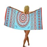 HAXNOHEY Strandtuch Badetuch Groß Mikrofaser Badetuch Duschtuch Personalisiert Leichtes Strandtuch Boho Badeponcho Frottee Dünnes Bunte Blumen M