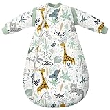Yoofoss Baby Schlafsack Winter mit abnehmbaren Ärmeln Baumwolle 3.0 TOG Warm Baby Winterschlafsack Herbst Babyschlafsack Neugeborene im 6-12 Monaten Perfekte für Winter
