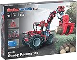 fischertechnik 559876 PROFI Strong Pneumatics – Bausatz für Kinder ab 9 Jahren, pneumatisch betriebenes Konstruktionsspielzeug mit Traktor und 5 weiteren Modellen, Mittel