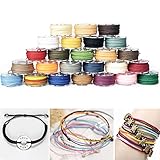 YEFAF Gewachste Baumwollschnur, 25 Rollen Schmuckband Wachsband Baumwollkordel für Schmuckherstellung DIY Handwerk Machen, Freundschaftsbänder flechten,Kindern Armbänder,Makramee-Armbänder