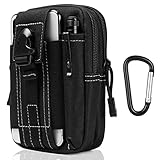 flintronic Taktische Hüfttaschen, Militär Kompakt Gürteltasche Multifunktional Bauchtasche Tasche Beutel für Camping Wandern Radfahren Klettern und Reisen Mit Karabiner, Schwarz
