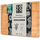 Loco Bird Schneidebrett Holz 45x30x2cm – Großes Holzbrett aus Bambus für die Küche, messerschonender Schneidbrett, Holzschneidebrett mit Saftrille, Cutting Board, Holz Schneidebrett Groß, Küchenbrett