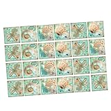 KOMBIUDA 24 Stück wasserdichte Fliesenaufkleber mit Abziehbarem Seestern Muschelmotiv Selbstklebend Reißfest und Leicht zu Reinigen für Badezimmer Küchenwanddekoration