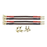 Dynavox Bi-Wire Kabelbrücken 2x rot / 2x schwarz, Reines Kupfer (99,99 OFC), wechselbare Bananenstecker/Gabelschuhe, 4er-Set