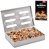 Räucherphorie® Räucherbox - Premium Edelstahl Smoker Box + E-Book - BBQ Food Smoker in der Premium Variante für Gasgrill Elektrogrill oder Holzkohlegrill (RB1)