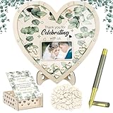 Romantisches Schreibtischschild in Herzform – natürliches Hochzeitsgästebuch | Gästebuch für Hochzeit | Signatur-Scrapbook | Holz-Schreibtisch-Mittelaufsätze für den Innenbereich, Heimdekoration für