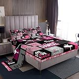 Manfei Bettlaken-Set für King-Size-Betten, Balletttanz-Thema, 4-teilig, mit tiefer Tasche, Spannbetttuch + Bettlaken + 2 Kissenbezügen, Ballett-Prinzessinnen-Tänzerin, Bettwäsche-Set für Kinder,