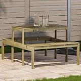 Qnhdfrt Picknicktisch Outdoor Gartentisch aus imprägniertem Kiefernholz 110x134x75 cm Robuste Konstruktion mit Latten-Design für Terrasse Balkon Garten