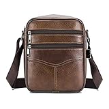 MANNUOSI Herren Schultertaschen business freizeit reise Henkeltaschen echtleder vintage Handtaschen Braun3