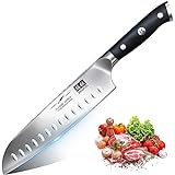 SHAN ZU Küchenmesser Kochmesser 18cm Profi Santoku Messer Chefmesser Deutscher Carbon Edelstahl Scharfe Messerklinge Allzweckmesser Ergonomischer Griff Geschenkbox