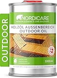 Nordicare Holzöl Außenbereich [1L] für Lärche, Eiche, Teak oder Akazienholz I Holz Öl Außen zum Holzschutz I Holzschutzöl Außen, Teaköl für Gartenmöbel, Holzpflegeöl, Lärchenöl, Bangkirai Öl…