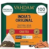 VAHDAM, Indischer Original Masala Chai Teebeutel (100 Pyramiden-teebeutel) 100% Natürliche Gewürze - Schwarzer Tee, Kardamom, Zimt, Schwarzer Pfeffer & Nelken | Gemischt & Verpackt In Indien