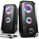 Bazivve PC Lautsprecher, RGB Gaming Lautsprecher, USB-Betrieben Computer Soundbar Boxen für Monitor Laptop