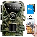 MAXDONE Wildkamera mit Bewegungsmelder Nachtsicht - WLAN mit Handyübertragung App 32MP 1440P Nachtsichtgerät 0,2s Wildtierkamera 940nm No Glow Infrarot Nachtsichtkamera Outdoor IP66 Wasserdicht