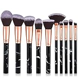 Pinselset Makeup Start Makers 10 Stück Professionelle Make Up Pinsel Set Schwarzer Marmor Kosmetik Pinselset Puder Foundation Lidschatten Concealer Eyeshadow Schmink Pinsel (A)