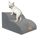 Nepfaivy Hundetreppe für Kleine Hunde 2-Stufig, Haustiertreppe für Bett und Sofa aus Hochdichtem Schwamm, Hunde Treppe Hunderampe mit Abnehmbarem, Waschbarem Bezug und Rutschfestem Boden, 55x40x30cm