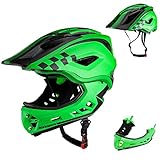 ROCKBROS Downhill Helm Kind Fahrrad Kinderhelm Integralhelm Fullface S 48-53cm M 53-58cm Jungen Mädchen mit Abnehmbare Kinnschutz für MTB BMX EPS/PC Stoßfest